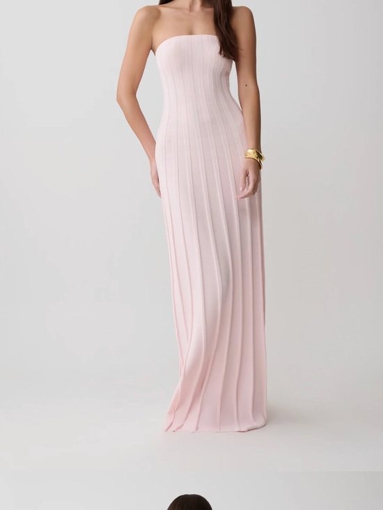 Meshki Dresses & Skirts - Meshki Strapless Ribbed Maxi Dress in Pale Pink